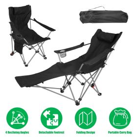 Outdoor Reclining Camping Lounge Chair 95-160 Adjustable Angle Carbon Steel Frame Heavy Duty Foldable Chair with Storage Bag for Patio Backyard T