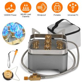 12000W Portable Camping Stove With Cassette Adapter Windproof Outdoor Backpacking Burner with Carrying Case Igniter for Outdoor Hiking Camping Pi