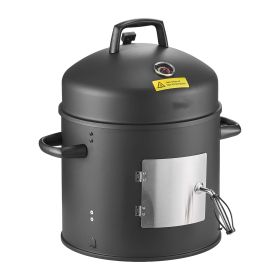 Charcoal Smoker, 16" Vertical Charcoal BBQ Grill, Coated Steel Barbecue Smoker with 2 Grilling Grates, Thermometer, Air Vents & Removable Ash Tra