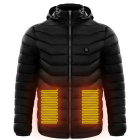Men Heated Puffer Jacket Electric Heating Coat Insulated Hood Windbreaker 9Heat Zones (Option: Black-S)